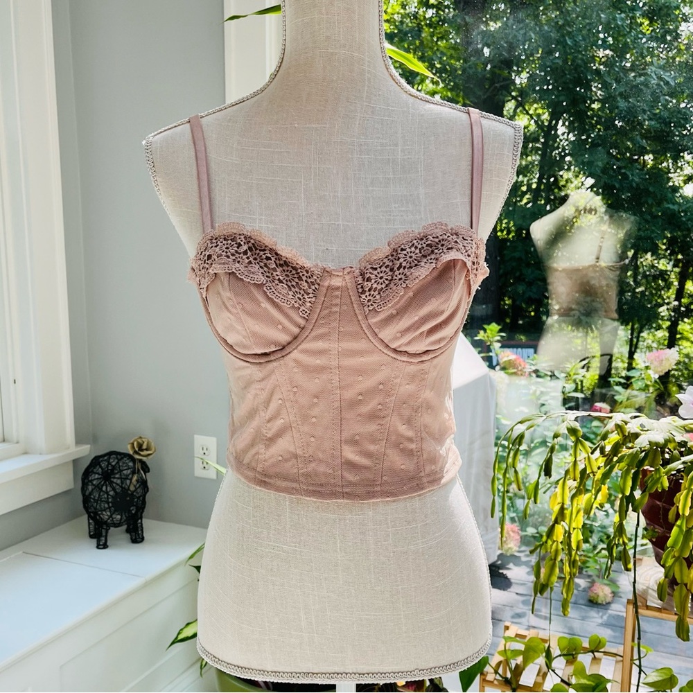 Haute Monde swiss dot bustier corset top
